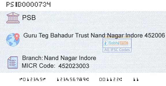 Punjab And Sind Bank Nand Nagar IndoreBranch 