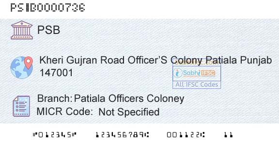 Punjab And Sind Bank Patiala Officers ColoneyBranch 