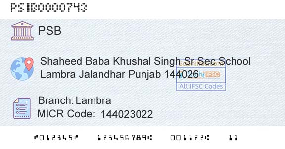 Punjab And Sind Bank LambraBranch 