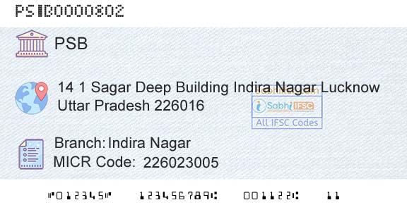Punjab And Sind Bank Indira NagarBranch 