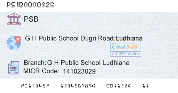 Punjab And Sind Bank G H Public School LudhianaBranch 