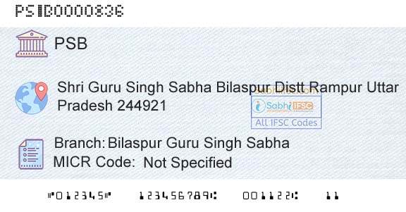 Punjab And Sind Bank Bilaspur Guru Singh SabhaBranch 