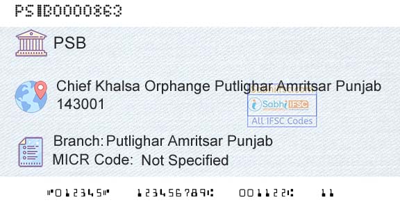 Punjab And Sind Bank Putlighar Amritsar PunjabBranch 