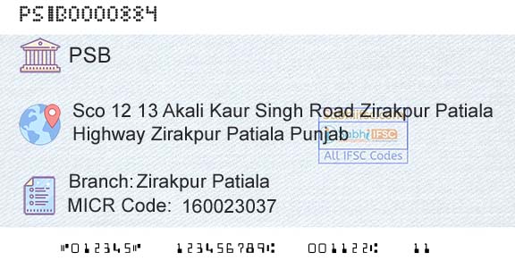 Punjab And Sind Bank Zirakpur PatialaBranch 