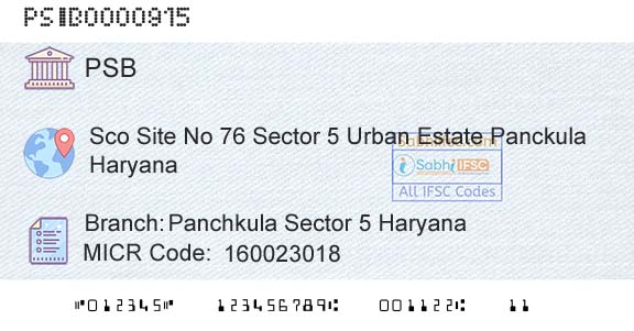 Punjab And Sind Bank Panchkula Sector 5 HaryanaBranch 