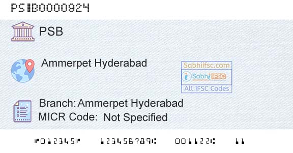 Punjab And Sind Bank Ammerpet HyderabadBranch 