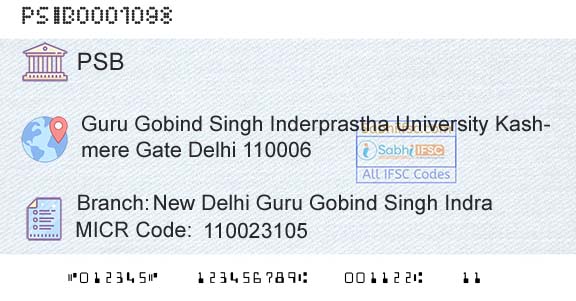Punjab And Sind Bank New Delhi Guru Gobind Singh IndraBranch 