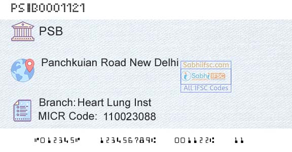 Punjab And Sind Bank Heart Lung Inst Branch 
