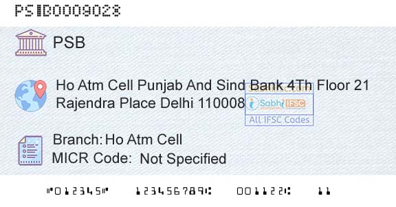 Punjab And Sind Bank Ho Atm CellBranch 