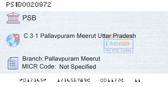 Punjab And Sind Bank Pallavpuram MeerutBranch 