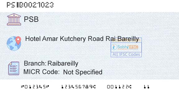 Punjab And Sind Bank RaibareillyBranch 