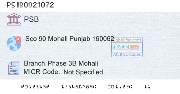 Punjab And Sind Bank Phase 3b MohaliBranch 