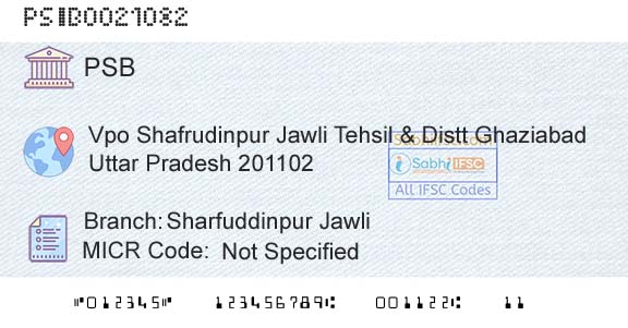 Punjab And Sind Bank Sharfuddinpur JawliBranch 