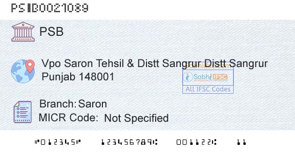Punjab And Sind Bank SaronBranch 