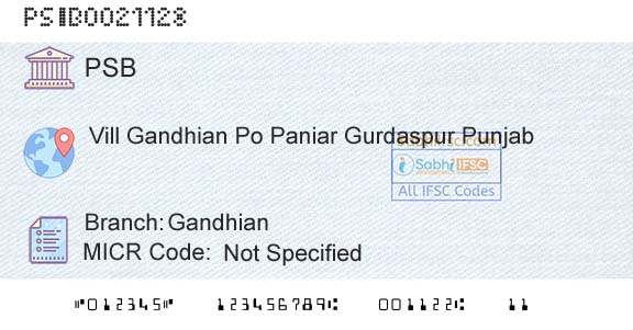 Punjab And Sind Bank GandhianBranch 