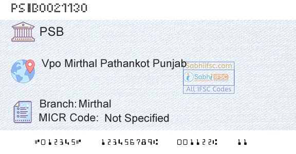 Punjab And Sind Bank MirthalBranch 