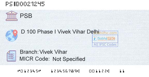 Punjab And Sind Bank Vivek ViharBranch 