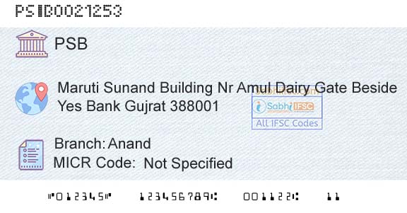 Punjab And Sind Bank AnandBranch 