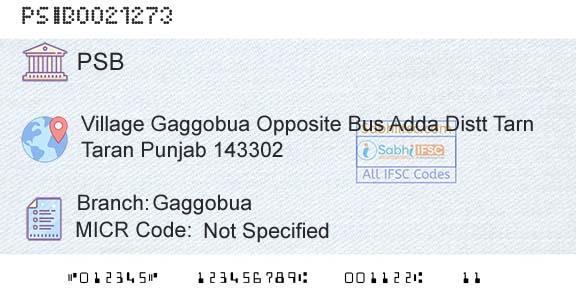 Punjab And Sind Bank GaggobuaBranch 