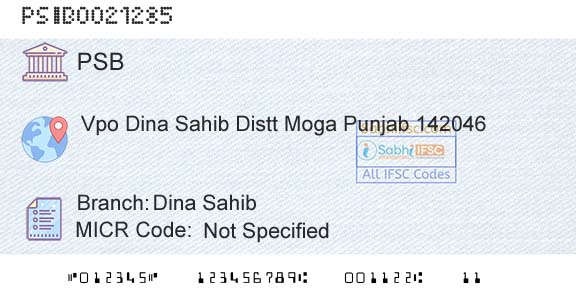 Punjab And Sind Bank Dina SahibBranch 