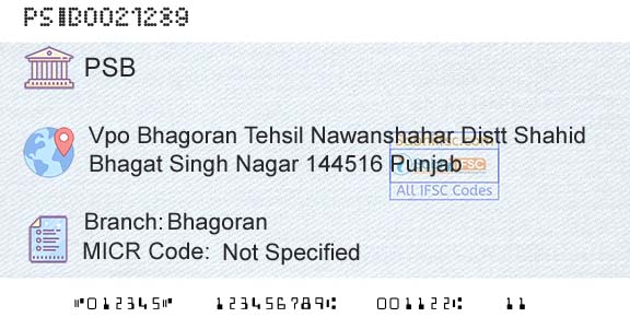 Punjab And Sind Bank BhagoranBranch 