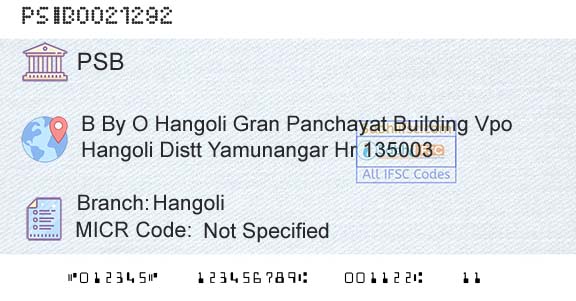 Punjab And Sind Bank HangoliBranch 