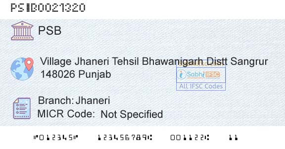 Punjab And Sind Bank JhaneriBranch 