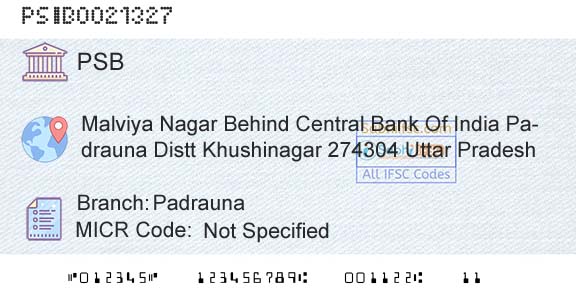 Punjab And Sind Bank PadraunaBranch 