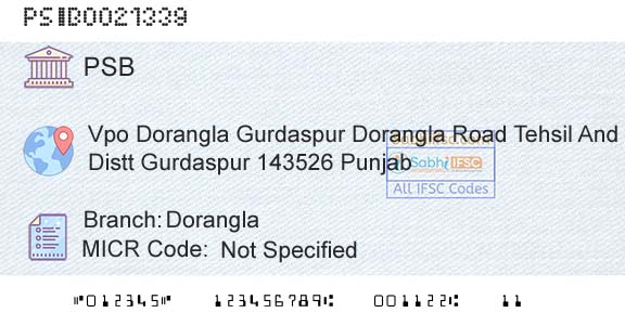 Punjab And Sind Bank DoranglaBranch 