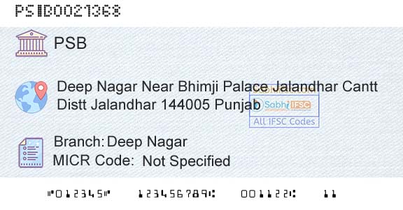 Punjab And Sind Bank Deep NagarBranch 