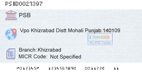 Punjab And Sind Bank KhizrabadBranch 