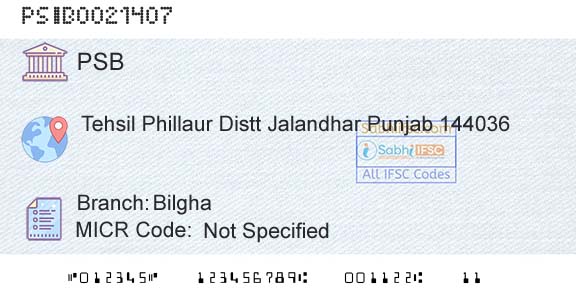 Punjab And Sind Bank BilghaBranch 
