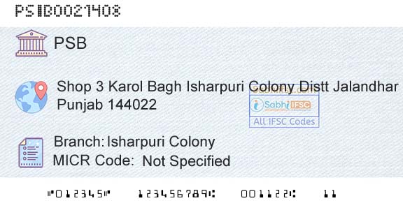 Punjab And Sind Bank Isharpuri ColonyBranch 