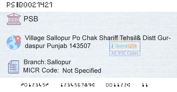Punjab And Sind Bank SallopurBranch 
