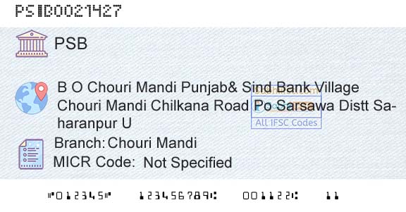 Punjab And Sind Bank Chouri MandiBranch 