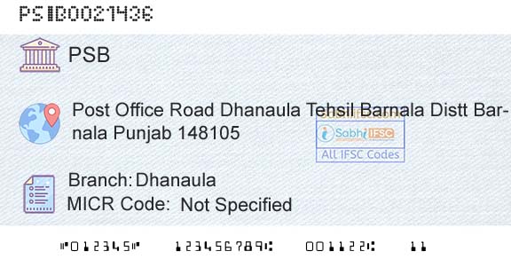 Punjab And Sind Bank DhanaulaBranch 