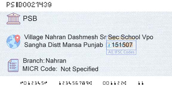 Punjab And Sind Bank NahranBranch 