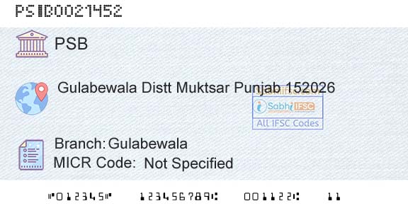 Punjab And Sind Bank GulabewalaBranch 