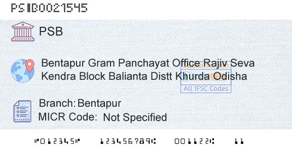 Punjab And Sind Bank BentapurBranch 