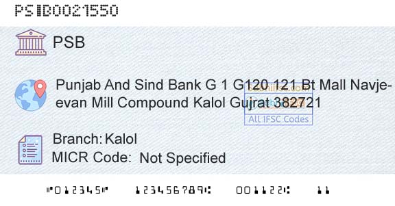 Punjab And Sind Bank KalolBranch 