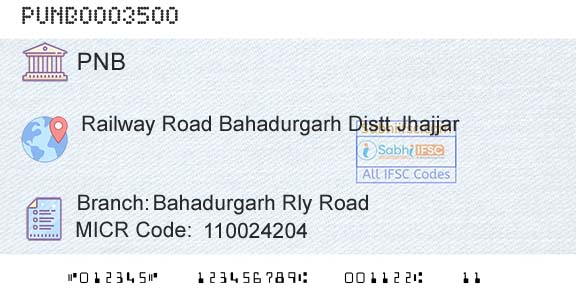 Punjab National Bank Bahadurgarh Rly RoadBranch 
