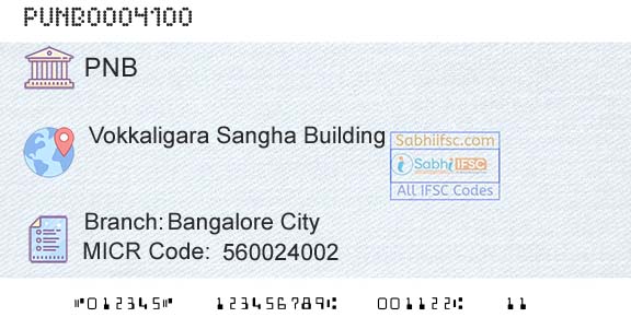 Punjab National Bank Bangalore CityBranch 