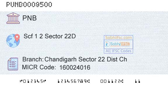 Punjab National Bank Chandigarh Sector 22 Dist ChBranch 