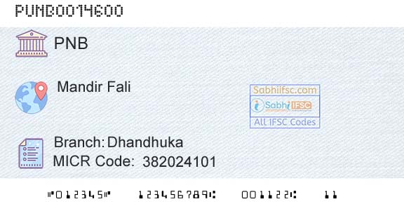 Punjab National Bank DhandhukaBranch 