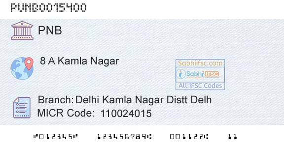 Punjab National Bank Delhi Kamla Nagar Distt DelhBranch 