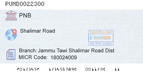 Punjab National Bank Jammu Tawi Shalimar Road DistBranch 