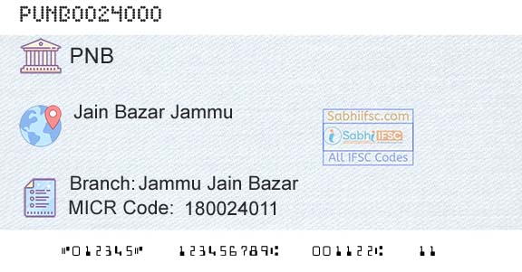 Punjab National Bank Jammu Jain BazarBranch 