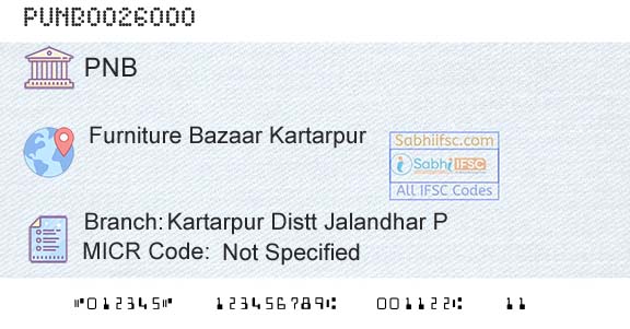 Punjab National Bank Kartarpur Distt Jalandhar PBranch 