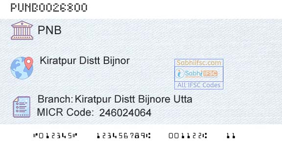 Punjab National Bank Kiratpur Distt Bijnore UttaBranch 
