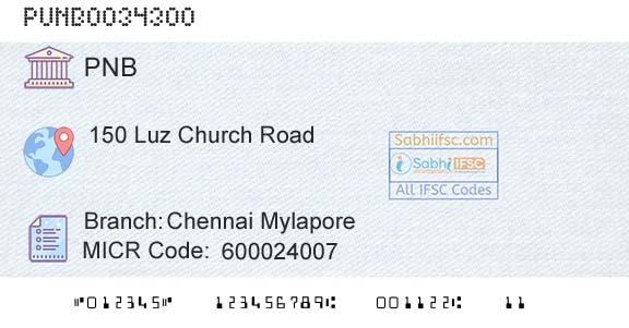 Punjab National Bank Chennai MylaporeBranch 